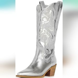 Silver Western Cowboy Boots